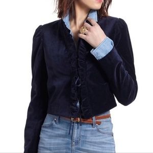 Anthropologie Navy Leifsdottir Maude Velvet Jacket